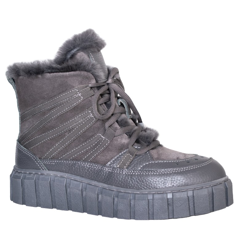 LORETTI Thick soled leather Grigio boots