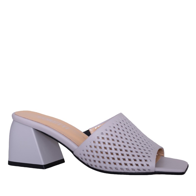 LORETTI Medium heel leather Grigio slides
