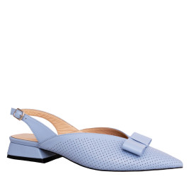 LORETTI Босоножки на низком каблуке из кожи Azzurro
