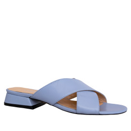LORETTI Шлепанцы на низком каблуке из кожи Azzurro