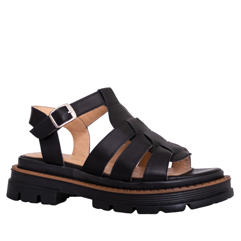 LORETTI Thick sole leather Carbone sandals